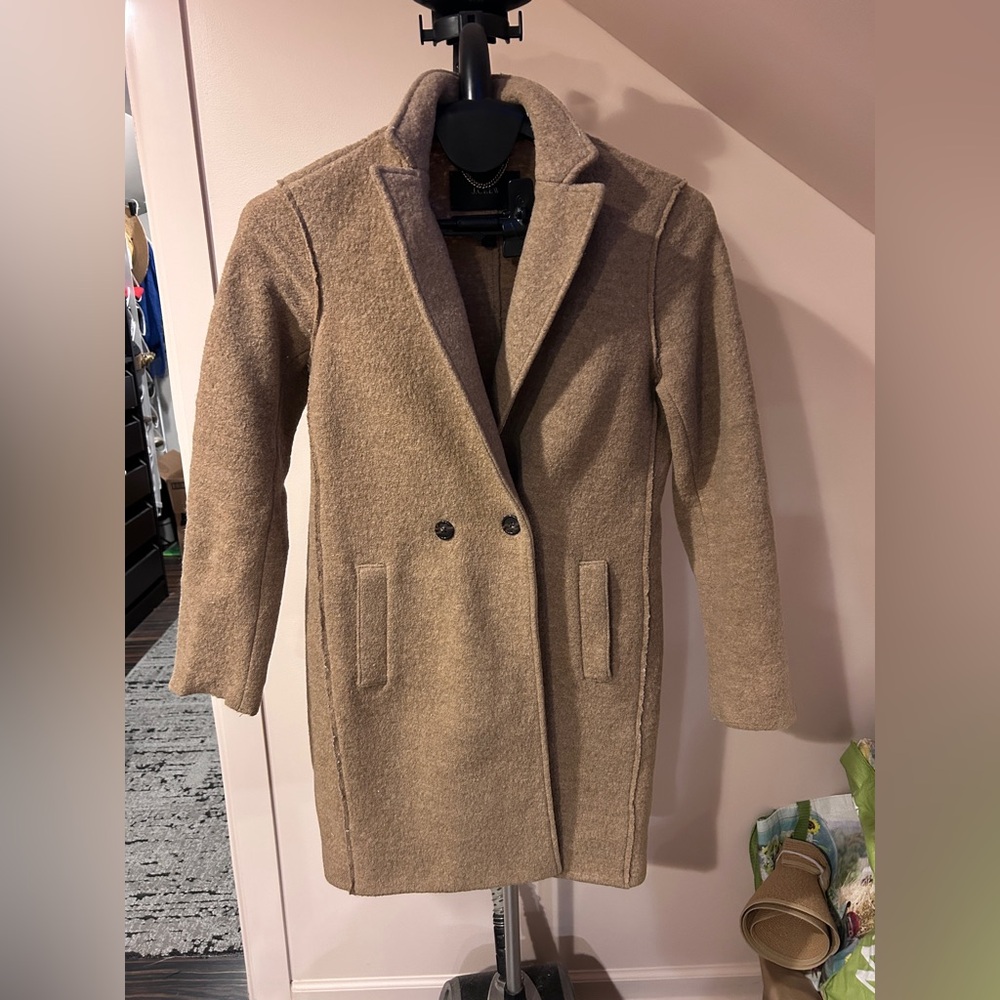 J Crew Women's Tan Boiled Wool Coat 4P